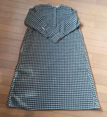 체크 무늬 롱 셔츠 원피스