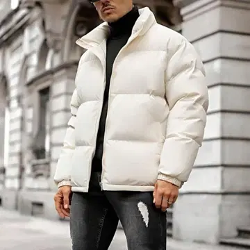 남성용 두꺼운 원단 다운 자켓 화이트 다운 M 사이즈