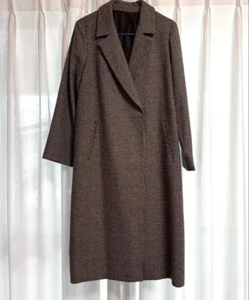 브라운 계열 하운드투스 울 플리츠 롱 코트