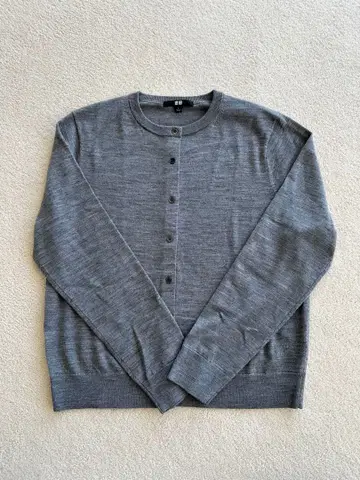 유니클로/메리노 크루넥 가디건 GRAY
