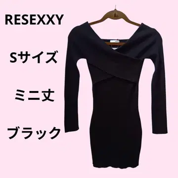 RESEXXY 프론트 크로스 긴팔 니트 원피스 블랙 S 사이즈