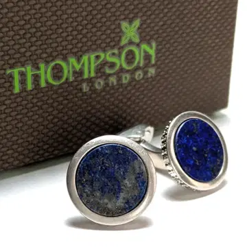 tsc182 영국제 새상품 톰슨 커프스 링크 실버 x 블루/라피스라줄리