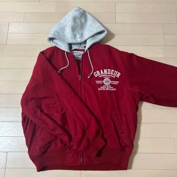 Be-Hot 후드 부착 빨간색 바시티 자켓 L 사이즈