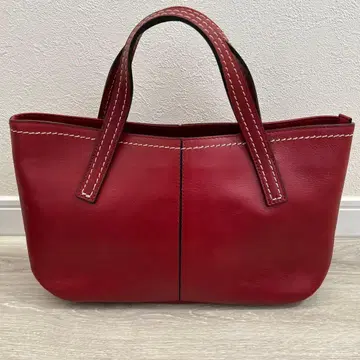 천연 가죽 핸드백 빨간색 스티치