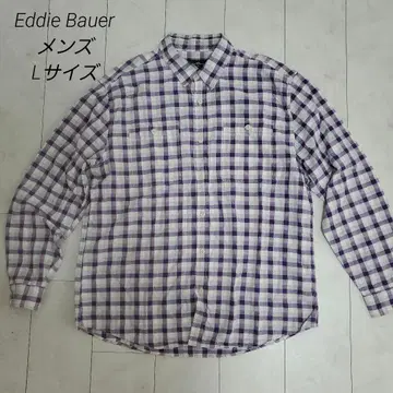 Eddie Bauer 남성용 L 사이즈 퍼플 체크 셔츠