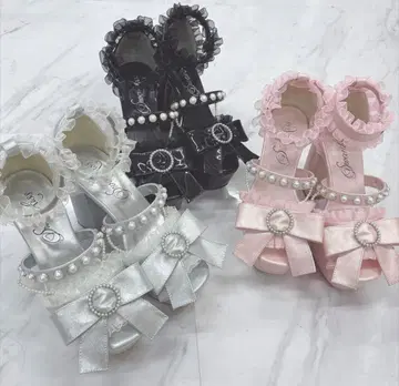 [ 미사용 새상품 ] Swankiss 리본 프릴 펄 펌프스