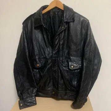 80s G & J 블랙 가죽 자켓 양가죽 프랑스제 빈티지