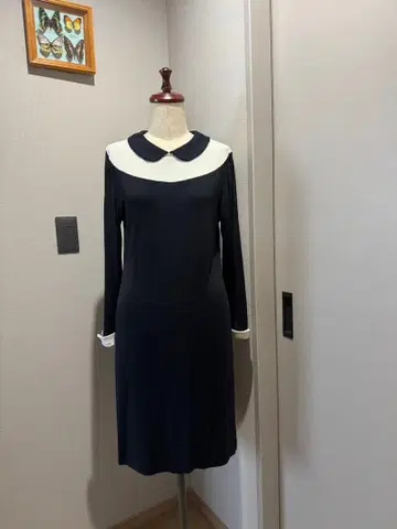 애니에스 베이 대비 색상 옷깃 원피스