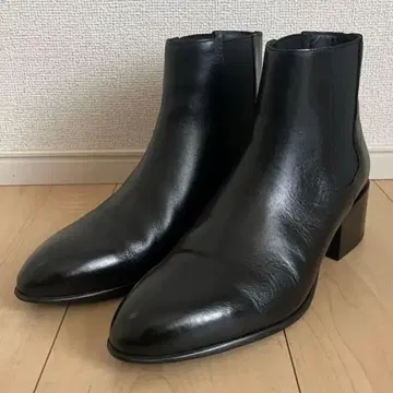 ZARA 사이드 고어 부츠 블랙 가죽 중간 힐