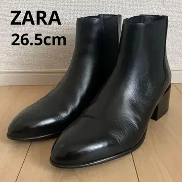ZARA 사이드 고어 부츠 블랙 가죽 중간 힐