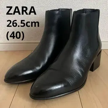 ZARA 사이드 고어 부츠 블랙 가죽 중간 힐