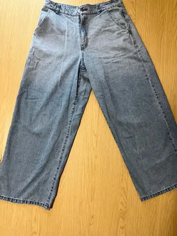 라이트 블루 데님 와이드 레그 팬츠