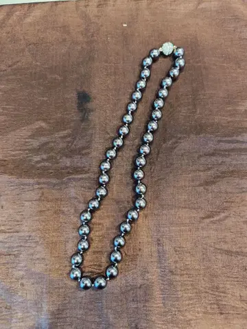 레어! 브라운 진주 목걸이 구슬 약 9mm 미사용품