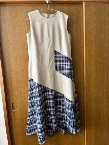 레리안 체크 무늬 베이지 원피스 L