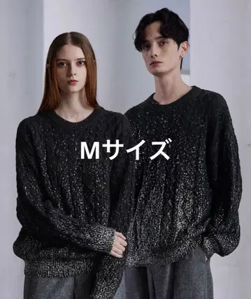 [ CLEL ] 호일 프린트 케이블 크루넥 니트