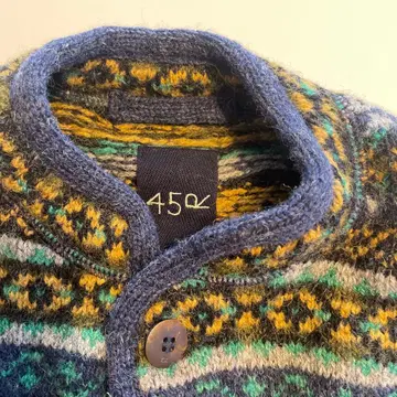 45R 450 좋은 상태 다색 패턴 긴팔 가디건