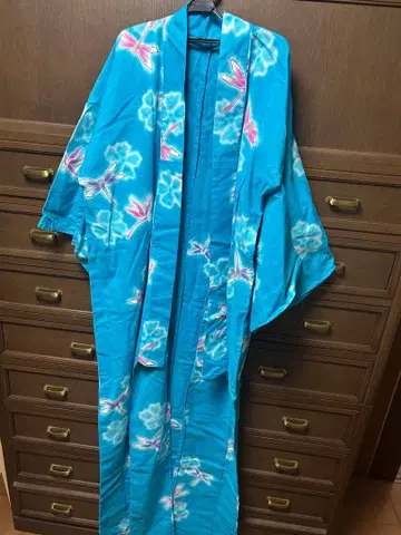 여성용 유카타 꽃무늬 스카이블루 잠자리 패션 단품 M 사이즈