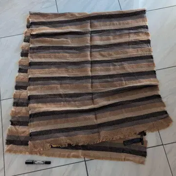 2ZARA 스트라이프 브라운 프린지 대형 스톨 M 모헤어