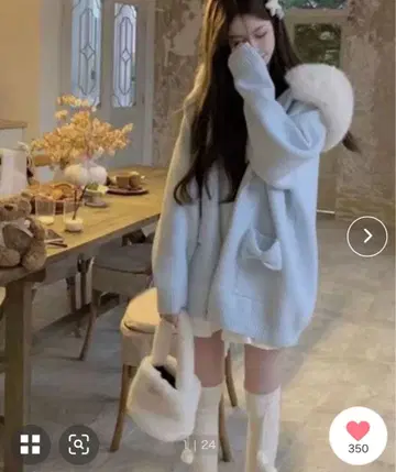 미 제인 포켓 리본 2WAY 퍼 후드 니트 후드티 미제인