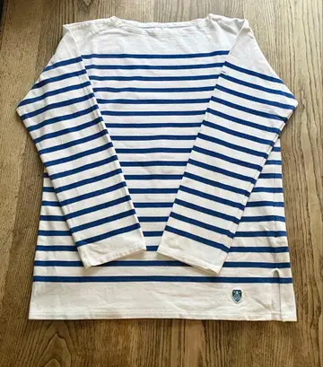 새상품급 ORCIVAL*오르치발*러셀*보더셔츠*화이트 x 블루