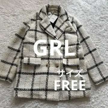 GRL 체크 무늬 라메 트위드 테일러드 자켓