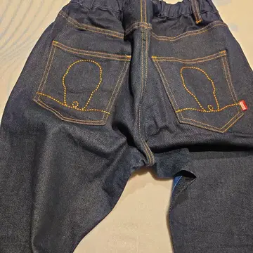 다크 블루 스트레이트 데님 허리밴딩