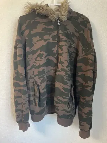 카모플라주 퍼 후드티 y2k 스트릿 시크 스타일 아메카지