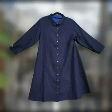 에스닉 택 포함 새상품 마름모 플레이팅 리버서블 셔츠 원피스