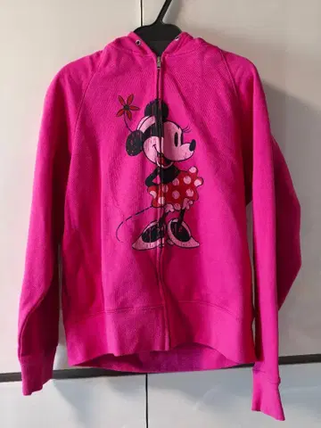 Disney 디즈니 미니 마우스 귀 달린 맨투맨 후드티 핑크