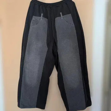 데님 패치워크 팬츠 블랙