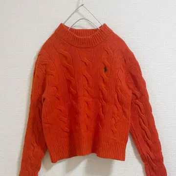 폴로 랄프로렌 케이블 니트 오렌지 울 캐시미어