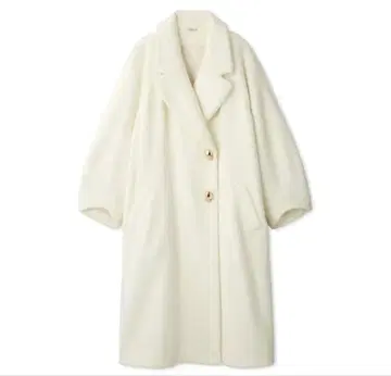 SNIDEL 화이트 샤기 롱 코트