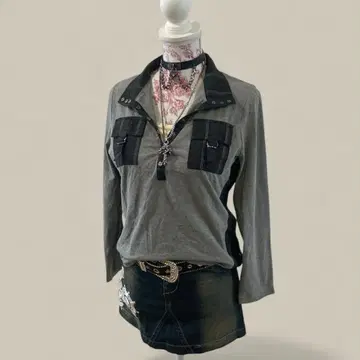 헤이세이 갸루 y2k 기믹 티셔츠 헤이세이 초기 옷깃 셔츠풍 맥브링