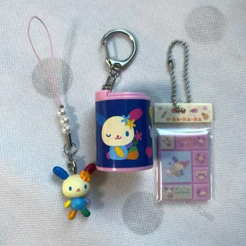 산리오 우사하나 코인 실린더 타일 씰 키링