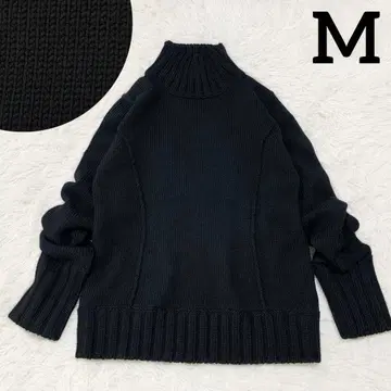 23구 울 100% 하이넥 니트 스웨터 로우 게이지 풀오버