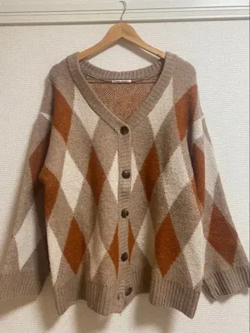 RETRO GALLERY 다이아몬드 패턴 가디건