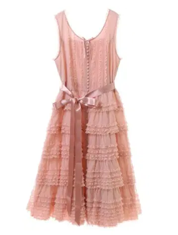 핑크하우스 울 튤 프릴 사용 로운 원피스