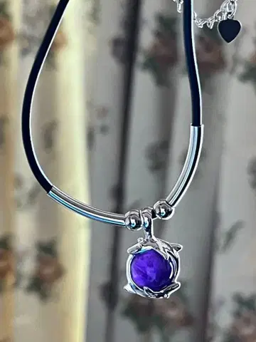 보라색 보석 목걸이 대만 기념품