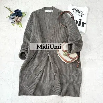 MidiUmi 미디우미 롱 기장 니트 가디건 오버 사이즈 그레이