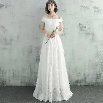 오프숄더 프릴 웨딩 드레스