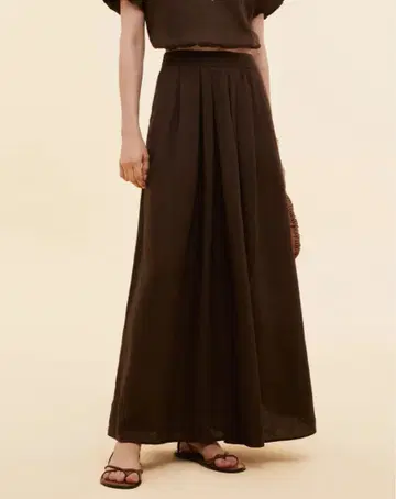 새상품 다크 브라운 롱 스커트 플리츠