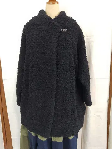 boboutic 더블 여밈 안감 없는 니트 코트 블랙 이탈리아제