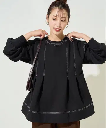 프릭스 스토어 배색 스티치 턱 A라인 속기모 튜닉