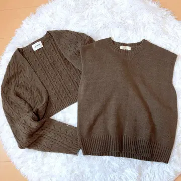 아심 acym 케이블 니트 앙상블 세트 볼레로 슬리브리스