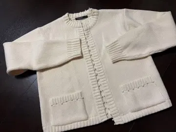 새상품급 트루 바이 마리코 오이카와 펄 가디건 아이보리