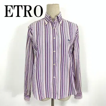 LA8782 에트로 긴팔 셔츠 화이트 퍼플 코튼계 42