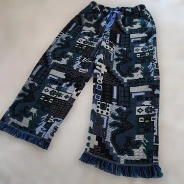 티티카카 와이드 팬츠 올 패턴 프린지 자카드 XL 블루