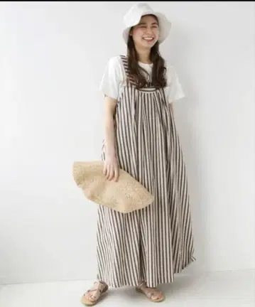 저널 스탠다드 리룸 스트라이프 살로펫 오버롤 스커트 원피스