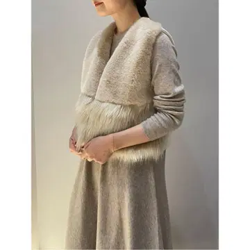 adawas 베이지 퍼 니트 베스트