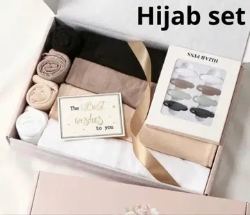 히잡 스카프 4색 세트 기프트 세트 히잡 캡과 히잡 핀도 있습니다